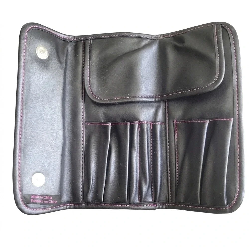 Mary Kay Signature Black Faux Leather Makeup Brush Case Travel‎ Tri-Fold Vacay